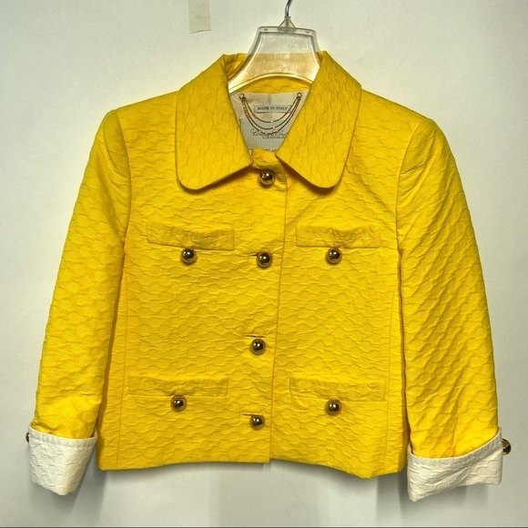 Couture Couture Jacquard 3/4 Sleeve Coat Twiggy Mod Style Los Angeles 40 M - Picture 7 of 15